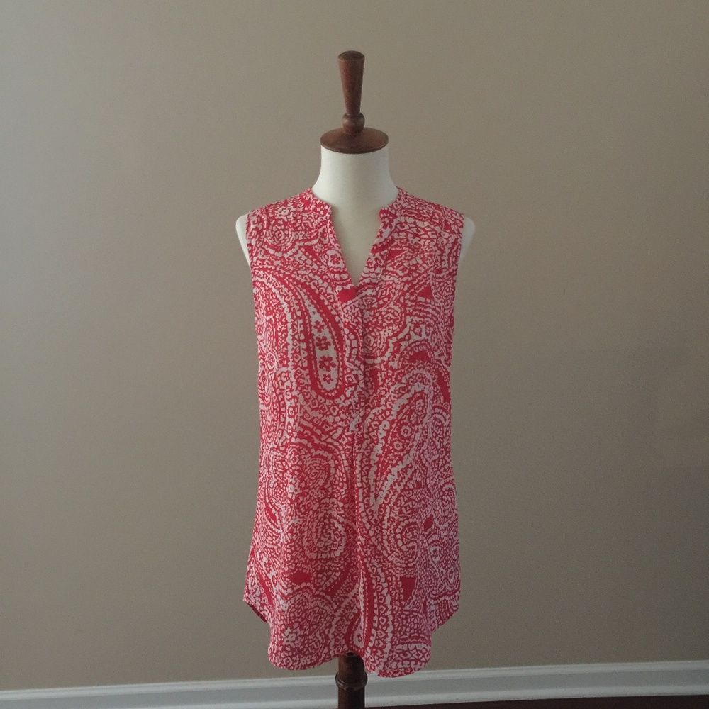 The Limited red and white paisley Sleeveless Top